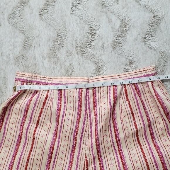 Adrianna Papell 100% Silk Shell Beaded Cream Pink Stripe Pants Size 16 - Picture 8 of 9